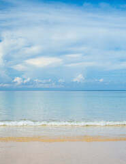 Landscape beautiful summer vertical horizon look view tropical shore open sea beach cloud clean  blue sky background calm nature ocean wave water nobody travel at Koh Muk Trang Thailand sun day time