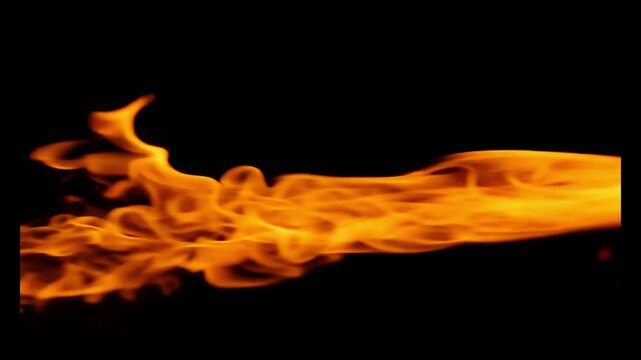  Abstract artifact comet with  burning long fire tail pattern on black background. beautiful flame texture, throwing ball fast till it burn, meteor fall in to atmosphere layer in the night.
