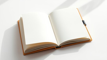 Fototapeta premium Open blank notebook on white background