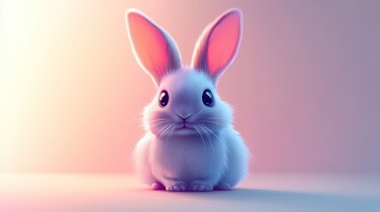 Cute white bunny rabbit sitting.