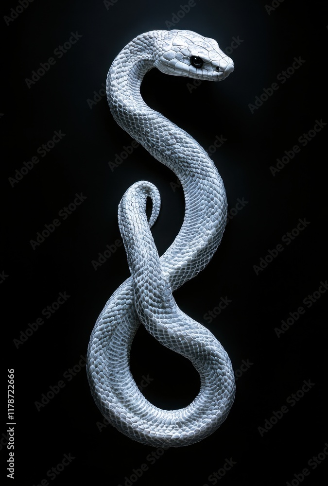 Poster stunning image of a beautiful serpent with smooth scales twisting elegantly on a black background, h
