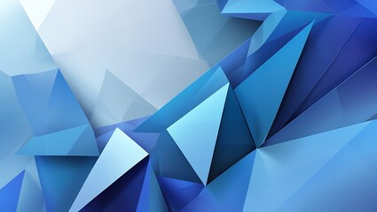 Obraz premium Abstract geometric background with overlapping blue polygons and triangles, featuring gradient shading, semi-transparency, and a modern, layered design with depth and light effects.