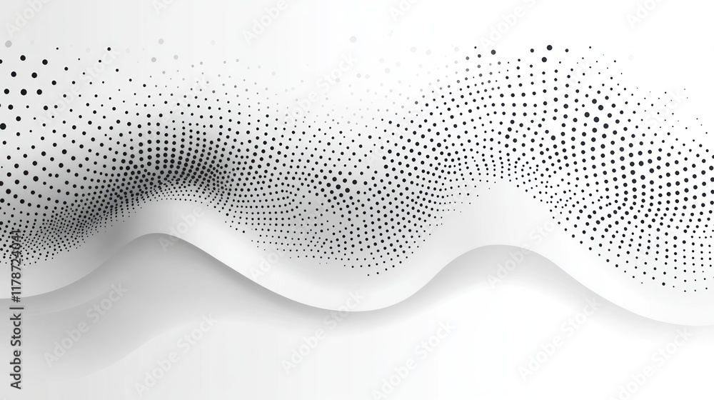 Aufkleber abstract grayscale wave pattern with halftone dots.
