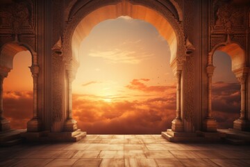 Indian arch in old temple sky architecture outdoors.