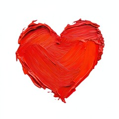 A vibrant red heart shape created with thick brush strokes, symbolizing love and passion.