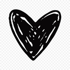 Doodle hand drawn heart drawing on white background