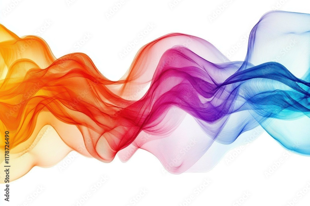 Wall mural colorful waves of translucent fabric creating a vibrant abstract design for artistic expression