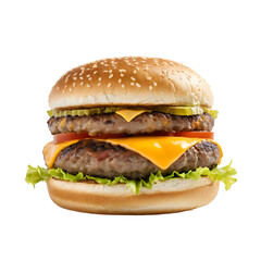 Delicious cheeseburger on transparent background