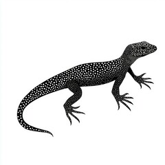 Naklejka premium Black and White Lizard Silhouette: A Stunning Wildlife Illustration