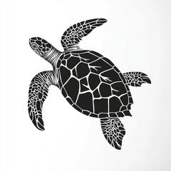 Fototapeta premium Black and White Sea Turtle Silhouette: Vector Graphic Illustration