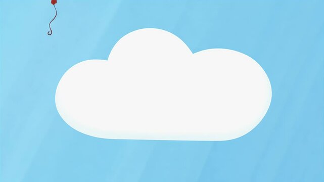video of White clouds art shaped balloon float vivid blue backdrop animated text