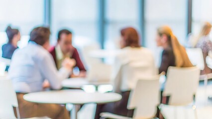Team Collaboration Conference – A blurred conference room filled with team discussions during a business event.
