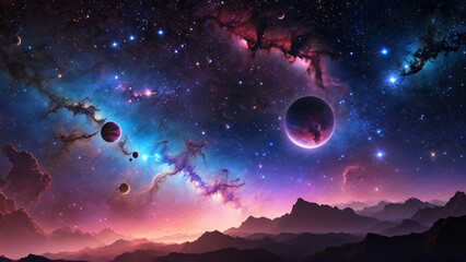 A stunning view of the vast expanse of space, showing off a multitude of stars twinkling across the pitch black canvas of the universe