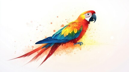 Obraz premium Vibrant Scarlet Macaw parrot on watercolor background.