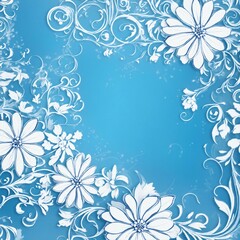 blue floral background with flowers