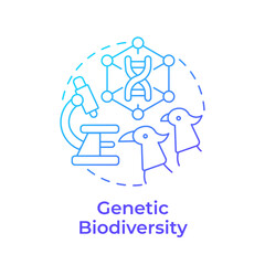 Genetic biodiversity blue gradient concept icon. Evolutionary biology. Genetic material diversity across species. Round shape line illustration. Abstract idea. Graphic design. Easy to use in article