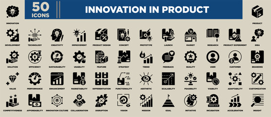 Innovation In Product Icon Set Glyph