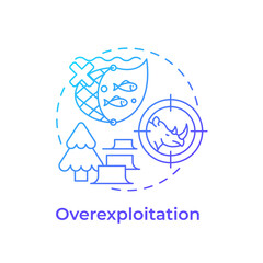 Overexploitation blue gradient concept icon. Biodiversity loss cause. Unsustainable use of natural resources. Round shape line illustration. Abstract idea. Graphic design. Easy to use in article