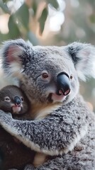 Obraz premium Koala duo showcasing affection in the wild