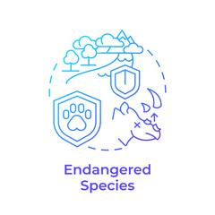 Endangered species blue gradient concept icon. Ecological balance. Threats faced by wildlife due to habitat loss. Round shape line illustration. Abstract idea. Graphic design. Easy to use in article