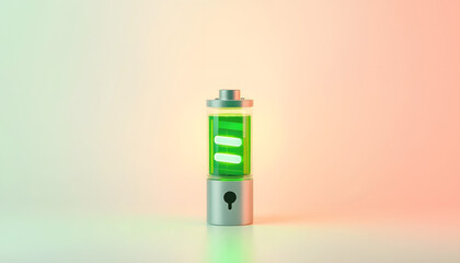 Obraz premium Green eco-friendly energy. Full battery, Colored gel lighting, with white tones