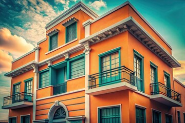 Fototapeta premium Vintage building: a minimalist architectural portrait of sleek, elegant design.