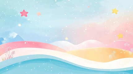 パステルカラーの星空と夢のような風景