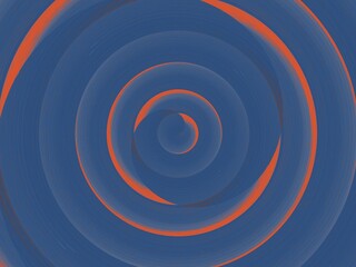 Abstract swirling concentric circles in shades of blue and orange create a dynamic and modern background.