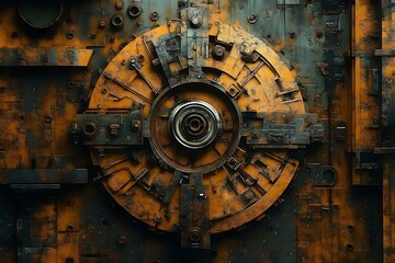 Timeless Mechanics: Rusty Intricate Steampunk-Style Machinery Detail with Gears