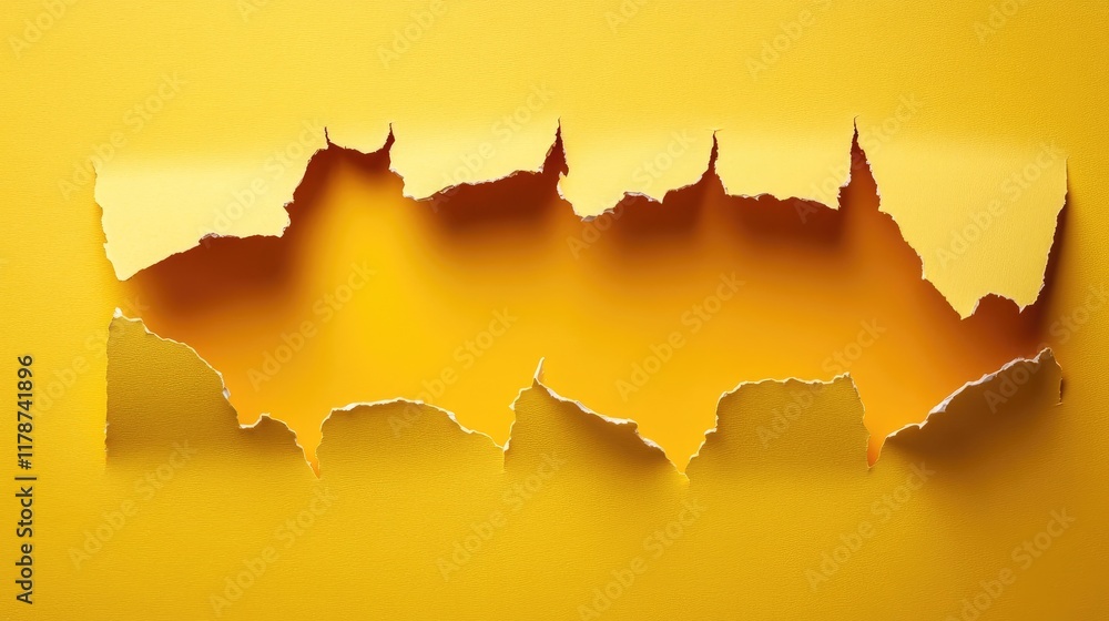 Poster ripped paper texture showcasing a vibrant yellow background adding depth and contrast to design and 