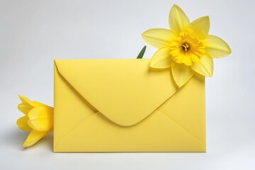 Yellow Envelope Decorated With Daffodils