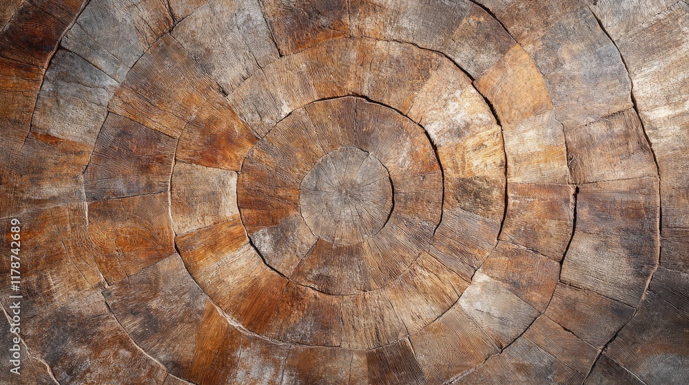 Poster rustic sectioned wood log slices creating a natural backdrop texture for design, ideal for backgroun