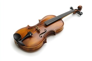 A Polished Violin Rests on a White Background