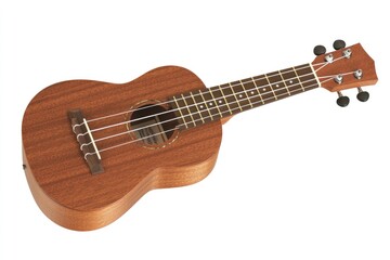 Obraz premium A Mahogany Ukulele Rests Against A White Background