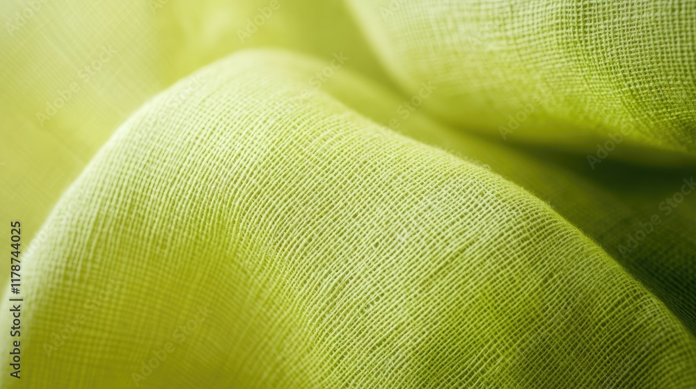 Poster vibrant lime green fabric showcasing soft texture and subtle folds for textile design and background