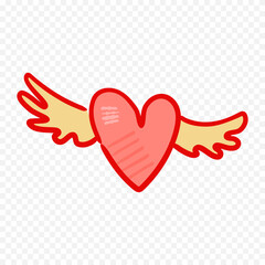 Doodle hand drawn heart drawing on white background