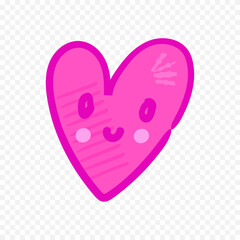 Doodle hand drawn heart drawing on white background