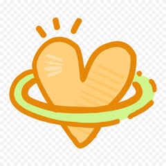 Doodle hand drawn heart drawing on white background