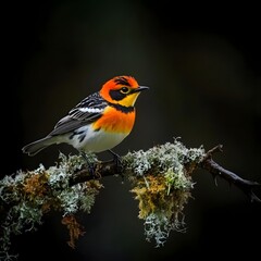 Naklejka premium Elegant Blackburnian Warbler with striking orange feathers