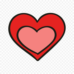 Doodle hand drawn heart drawing on white background