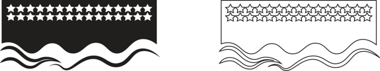 Collection of dividers shape templates icon set. Modern separator header for banner, app, poster website and app. Curve lines, flat wave of abstract design element for top and bottom page background.