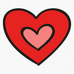Doodle hand drawn heart drawing on white background