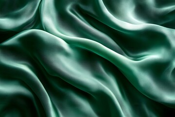 Obraz premium Luminous Elegance: Close-Up of Emerald Green Silk Fabric with Soft Flow