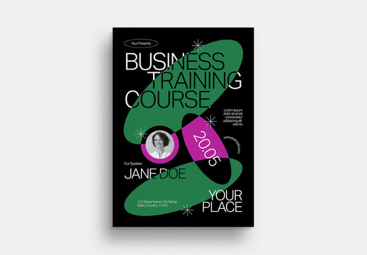 Purple Green Abstract Maximalism Business Training Course Flyer Layout