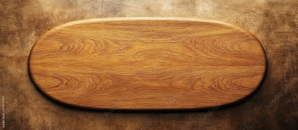 Poster top view of a long oval rustic wooden table with natural oak texture empty space for design or text 