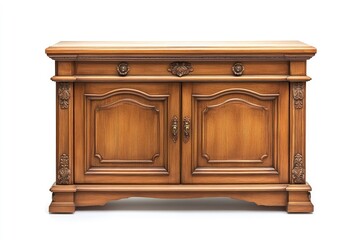 Elegant Wooden Cabinet With Intricate Carving And Drawers