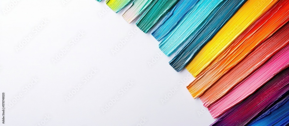 Poster vibrant array of multicolored paint swatches on a clean white background ideal for artistic and crea