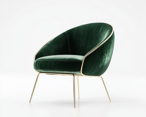 Isolated Green Velvet Chair in Contemporary Design
