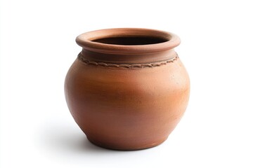 A terracotta pot stands on a white background