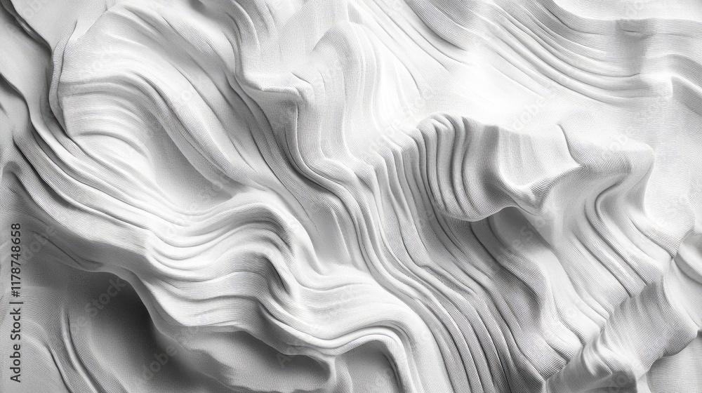 Aufkleber soft white fabric texture with wrinkles and ripples in elegant flowing patterns